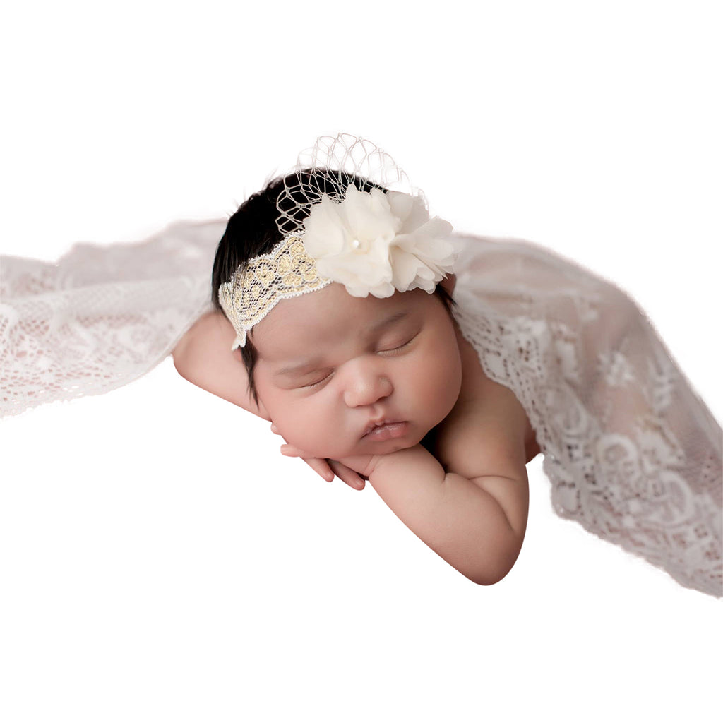 Gold Ivory Flower Band - Chic Crystals