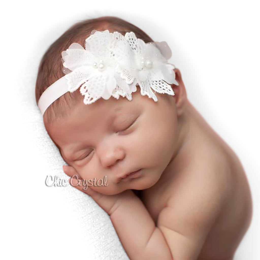 Chiffon Flower Band - Chic Crystals