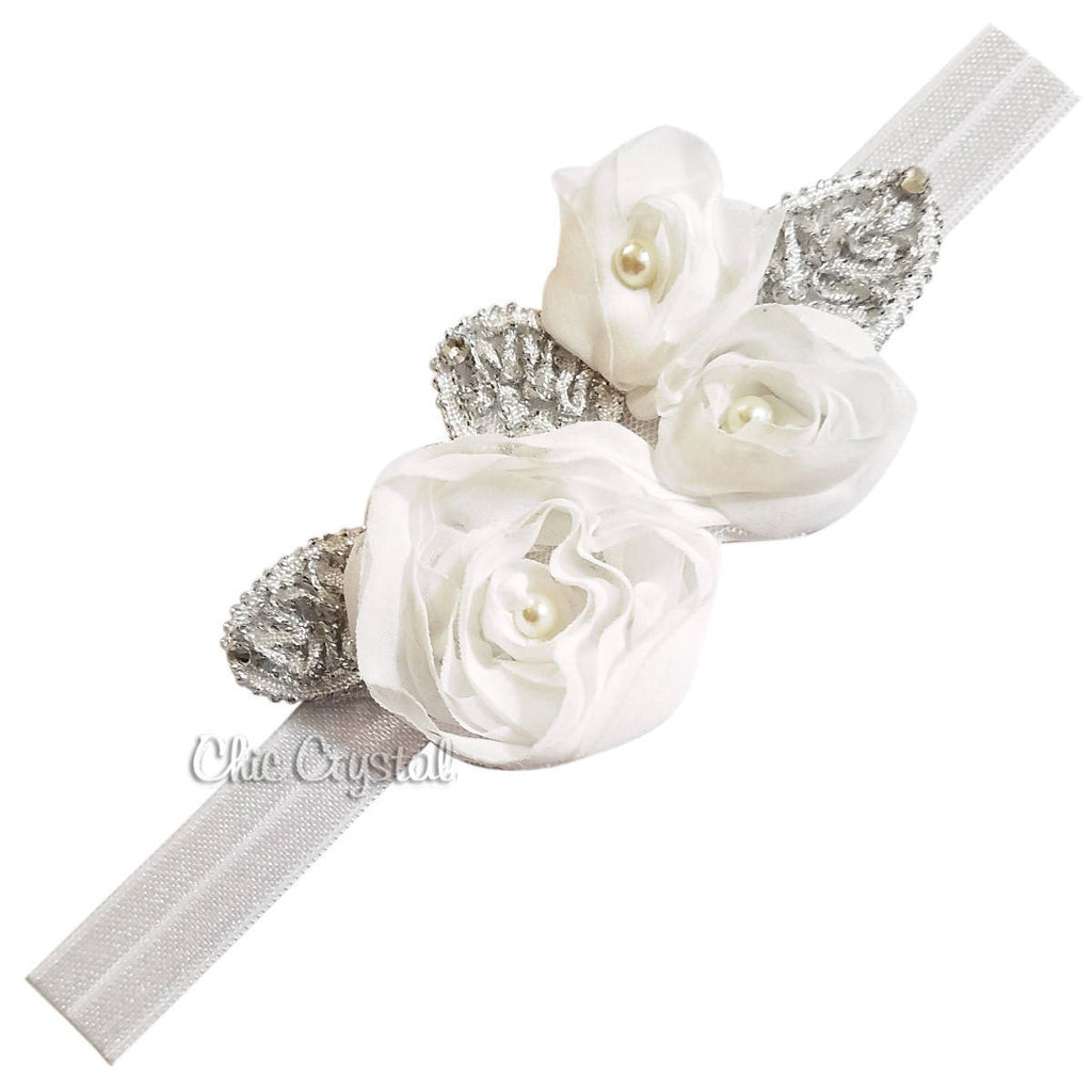 Shabby Flower Headband - Chic Crystals