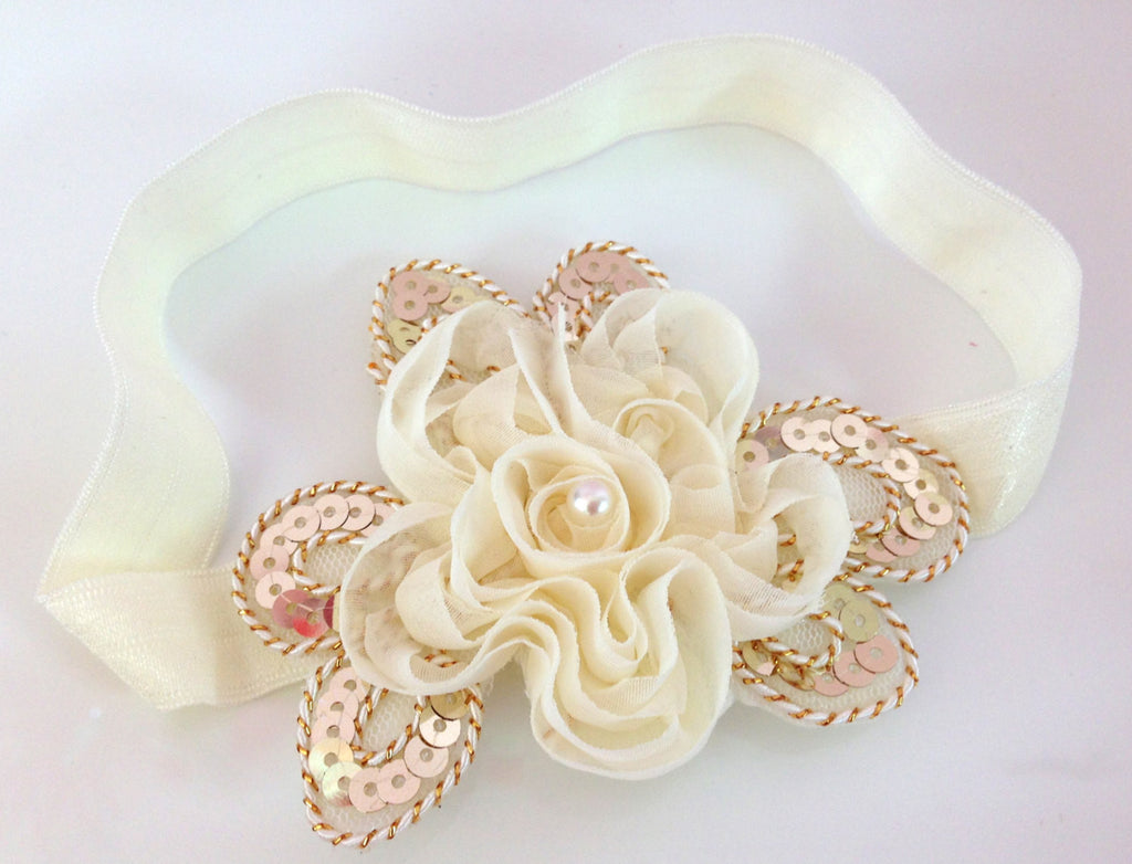 Rosette Flower Band - Chic Crystals