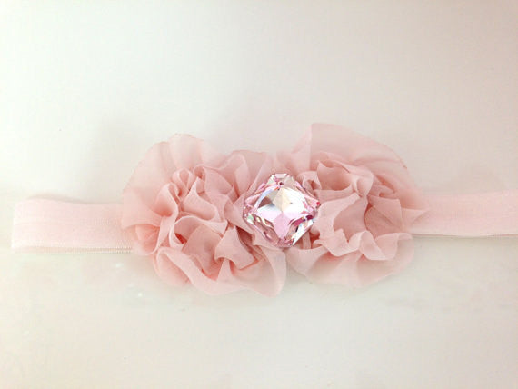 Ruffled Fabric Headband - Chic Crystals