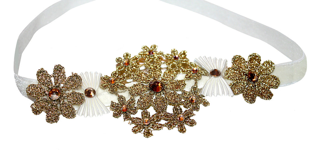 Gold Flower Headband - Chic Crystals