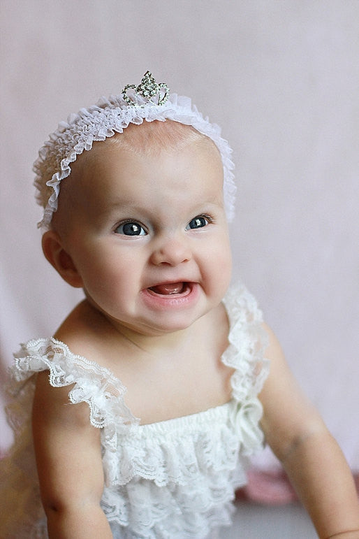 White Tiara Headband - Chic Crystals