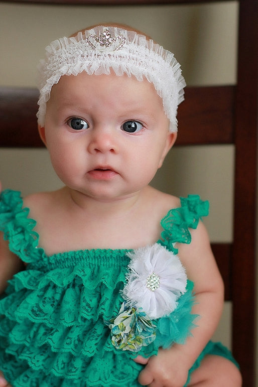White Tiara Headband - Chic Crystals