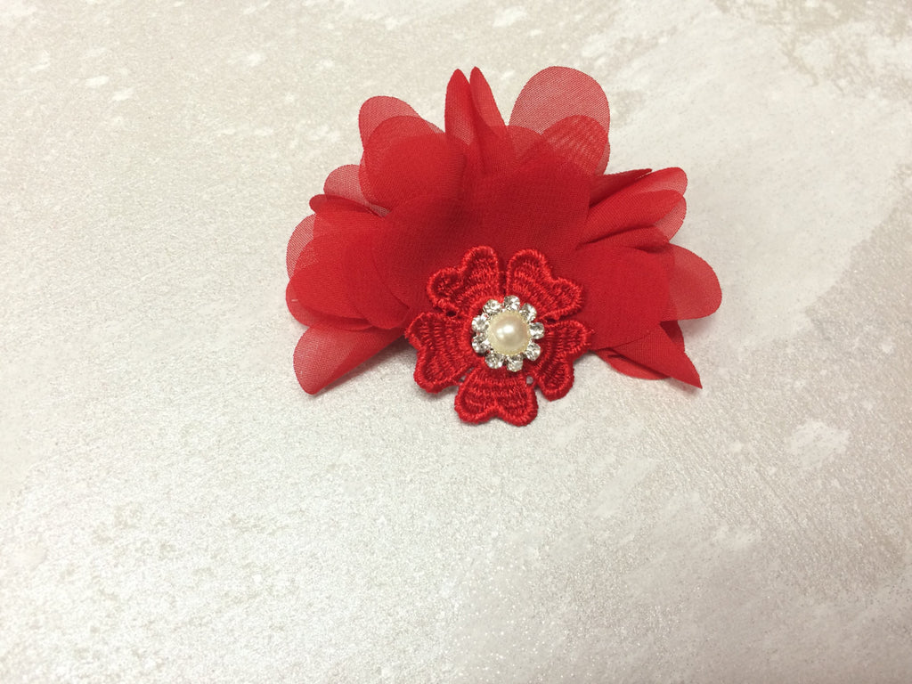 Red Chiffon Hair Band - Chic Crystals