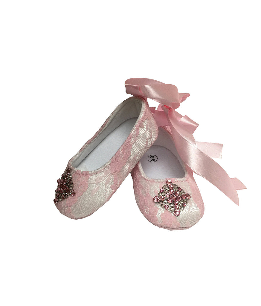 White Lace Baby Shoes - Chic Crystals