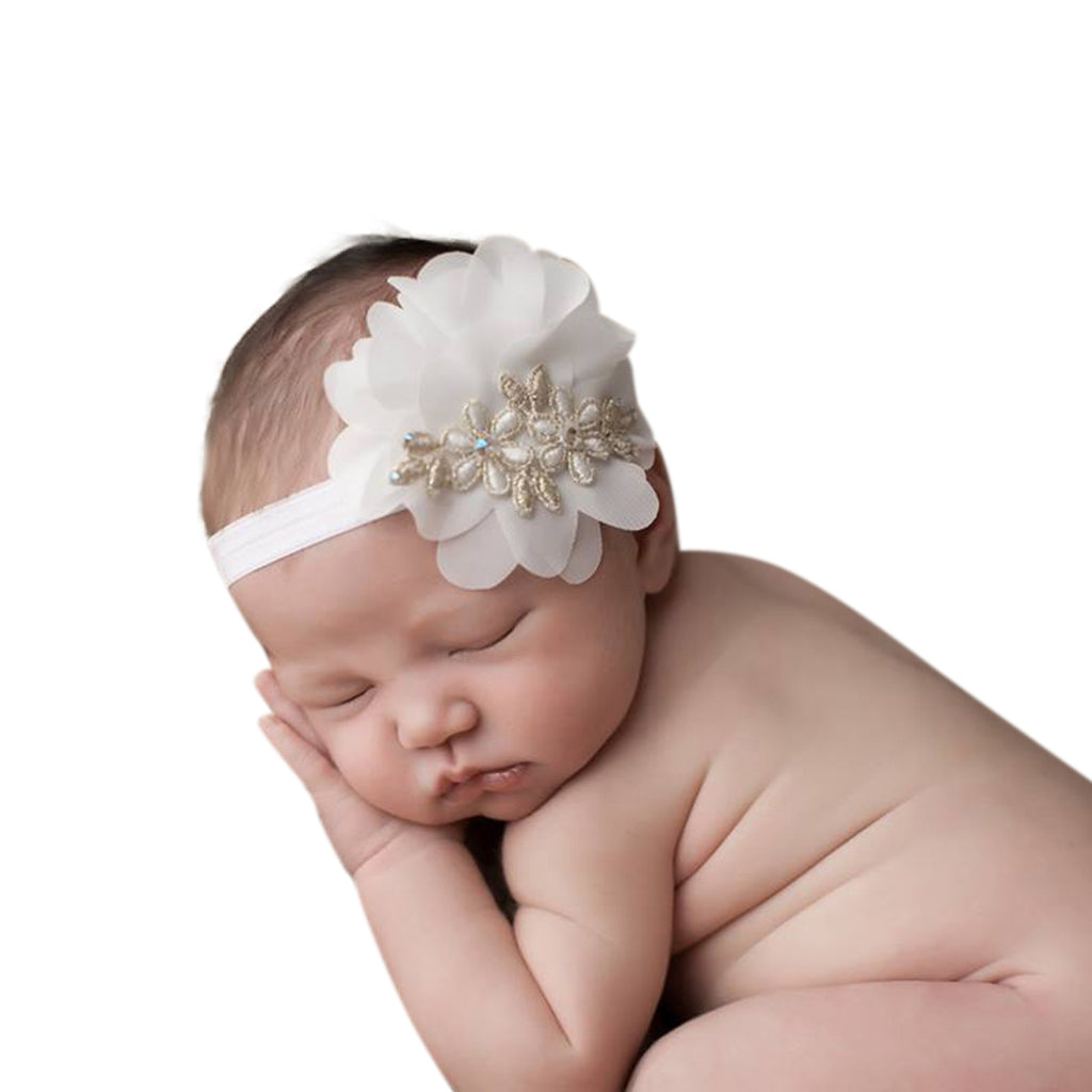 Rosette Chiffon Headband - Chic Crystals