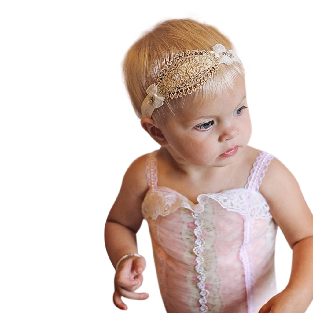 Gold Lace Headband - Chic Crystals