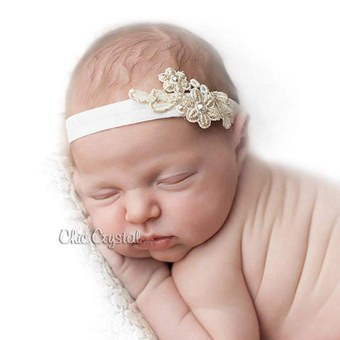 Gold Lace Headband - Chic Crystals