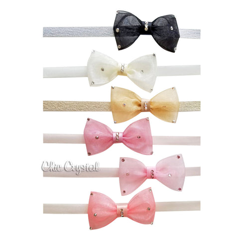 Organza Bow Headband - Chic Crystals