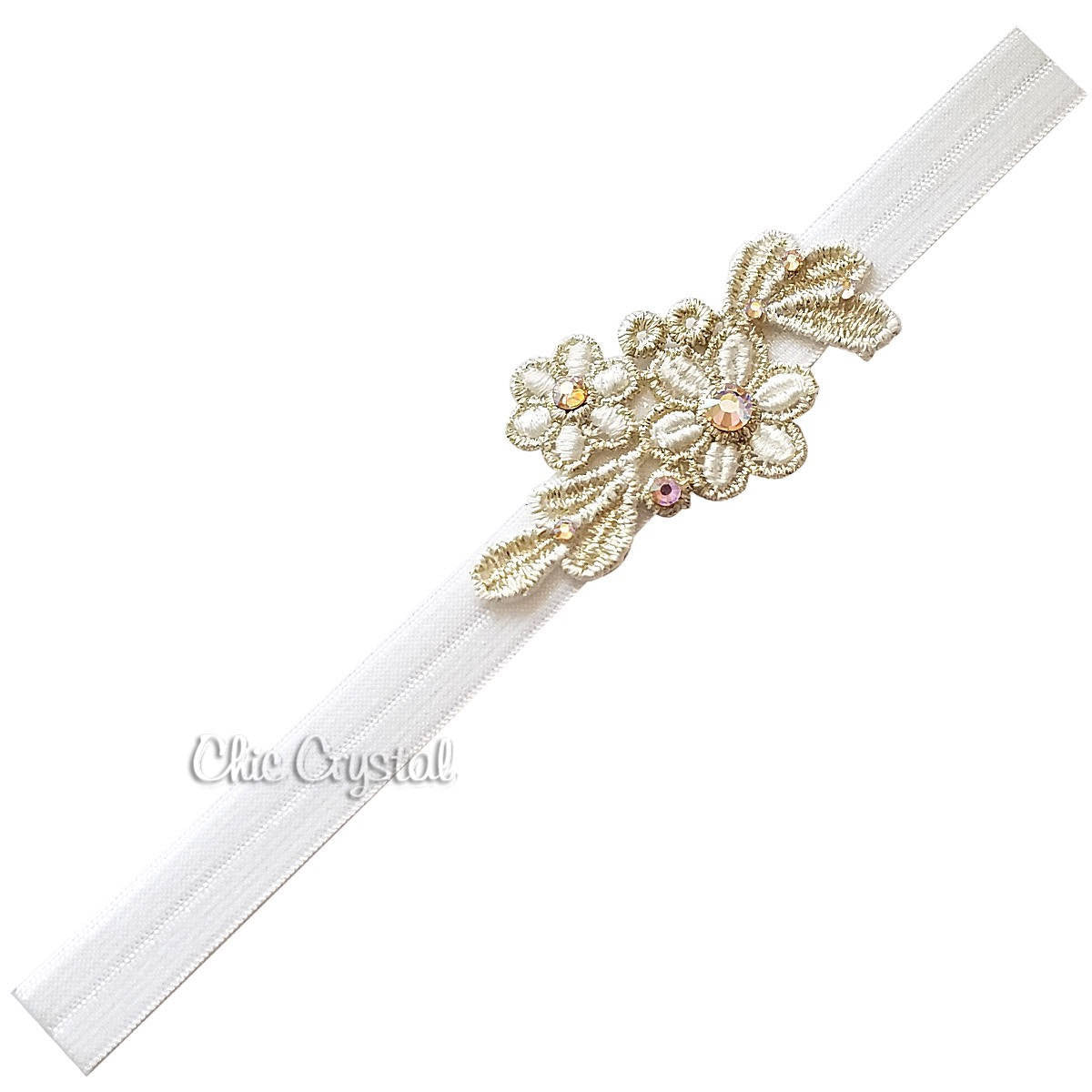 Gold Lace Headband - Chic Crystals
