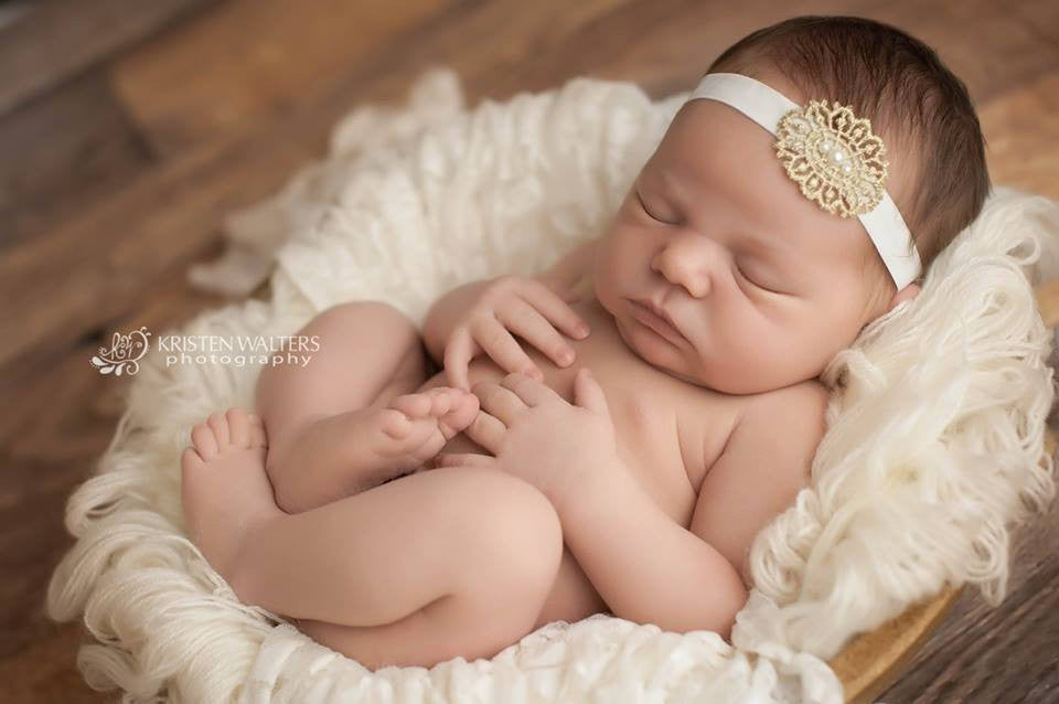 Chic Crystals Dorothy Headband Gold lace/ivory / 0-3months
