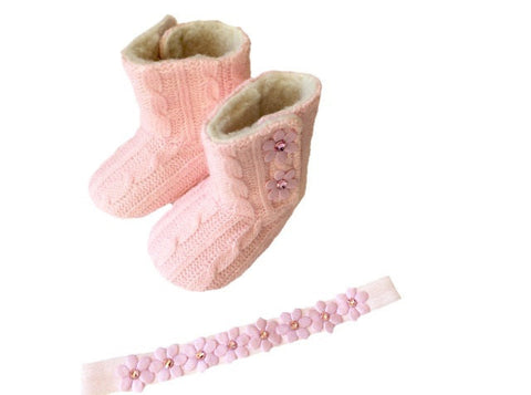 Pink Boot Headband Set - Chic Crystals