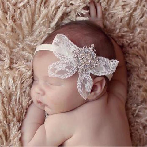 Lace Bow Headband - Chic Crystals