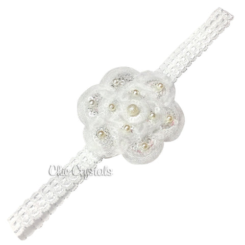 Flower Pearl Headband - Chic Crystals