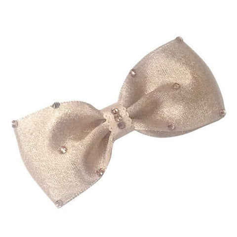 Nude Bow Hair Clip - Chic Crystals
