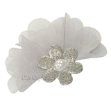 Silver Metallic Flower Clip - Chic Crystals