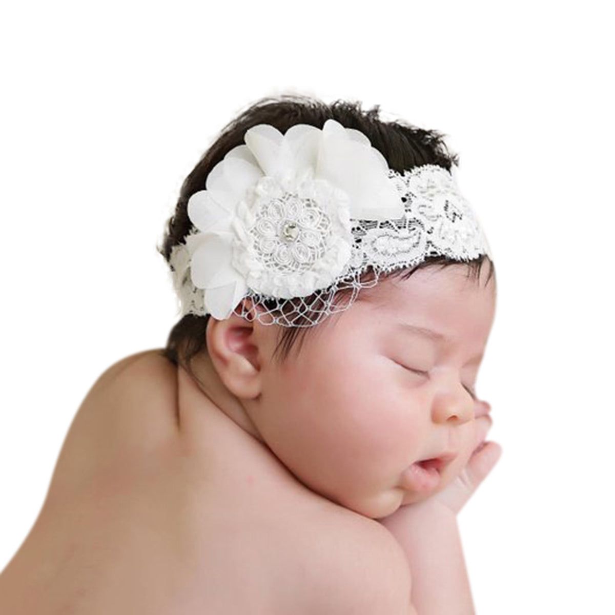 Chiffon Lace Headband - Chic Crystals